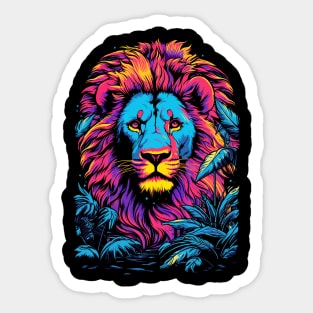 Flashy Neon Lion Sticker